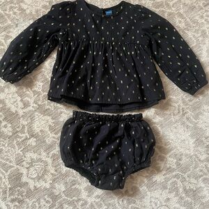 Old Navy Black and Gold Diaper Cover Set and Leopard Dress bundle